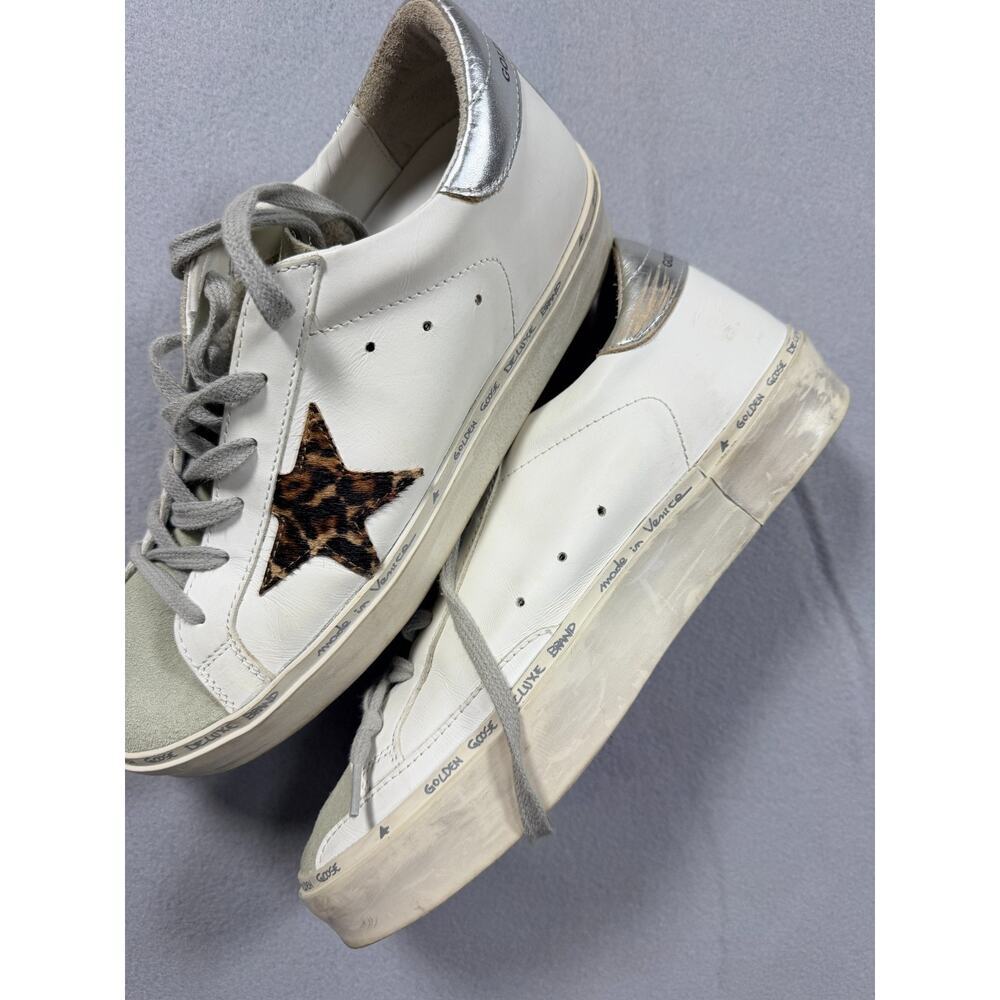 Golden Goose Hi Star Low Top Platform Sneakers White Leopard Star Size 39 EU 9 U - Picture 7 of 13